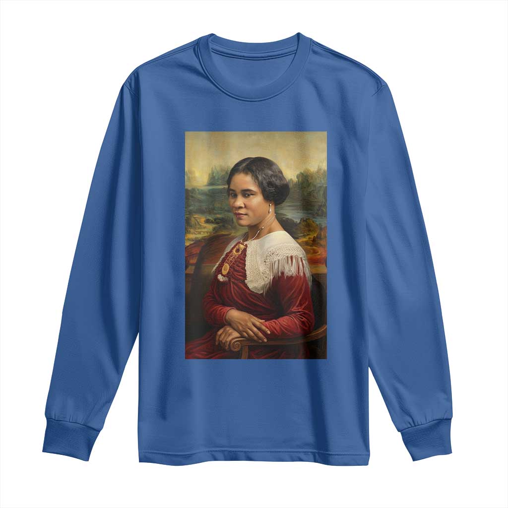 Madam CJ Walker Mona Lisa Long Sleeve Shirt Black History Month Gift TS12 Royal Blue Print Your Wear