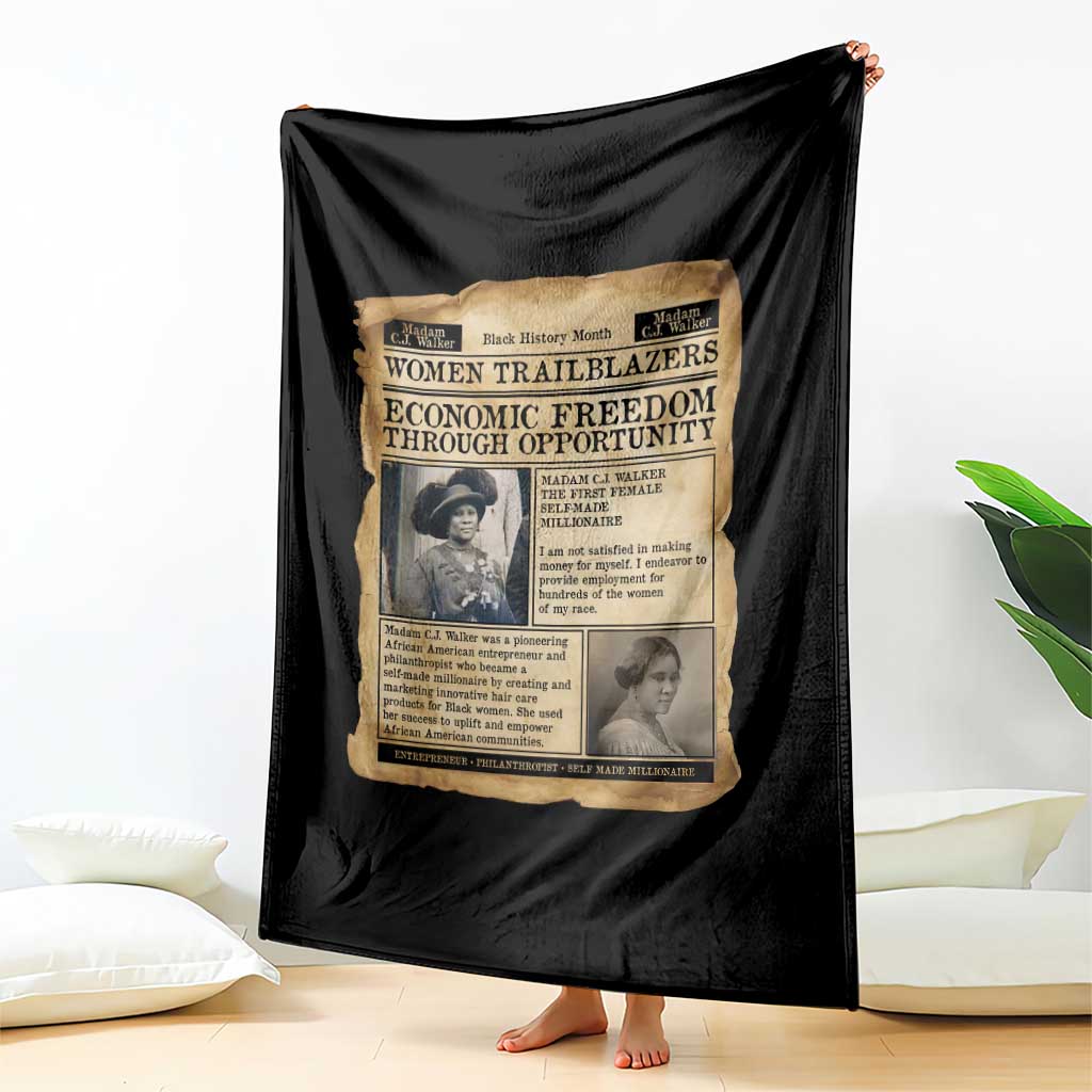 Madam CJ Walker Vintage Newspaper Style Throw Blanket Economic Freedom Through Opportunity TS12 Print Your Wear