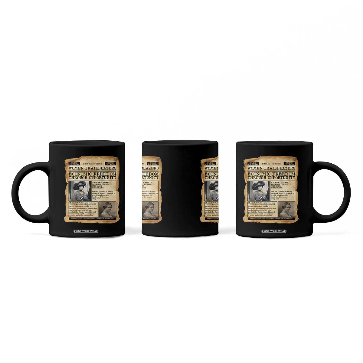 Madam CJ Walker Vintage Newspaper Style Coffee Mug Economic Freedom Through Opportunity TS12 Print Your Wear