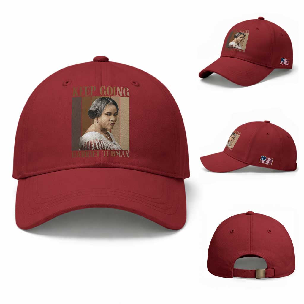 Madam CJ Walker Keep Going Retro Poster Baseball Cap Black History Month Gift TS12 Baseball Cap Universal Fit Cherry Red Print Your Wear