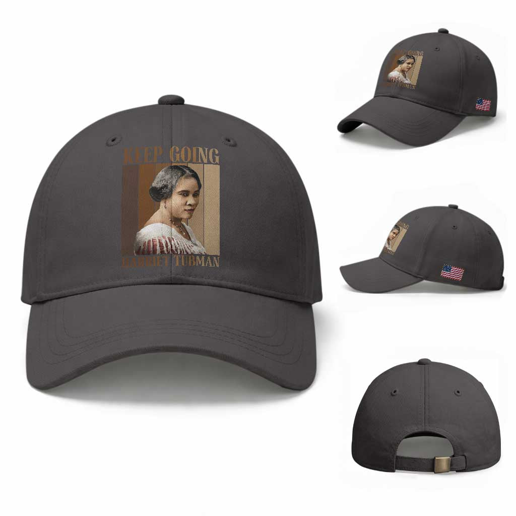 Madam CJ Walker Keep Going Retro Poster Baseball Cap Black History Month Gift TS12 Baseball Cap Universal Fit Dark Gray Print Your Wear