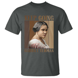 Madam CJ Walker Keep Going Retro Poster T Shirt Black History Month Gift TS12 Dark Heather Print Your Wear