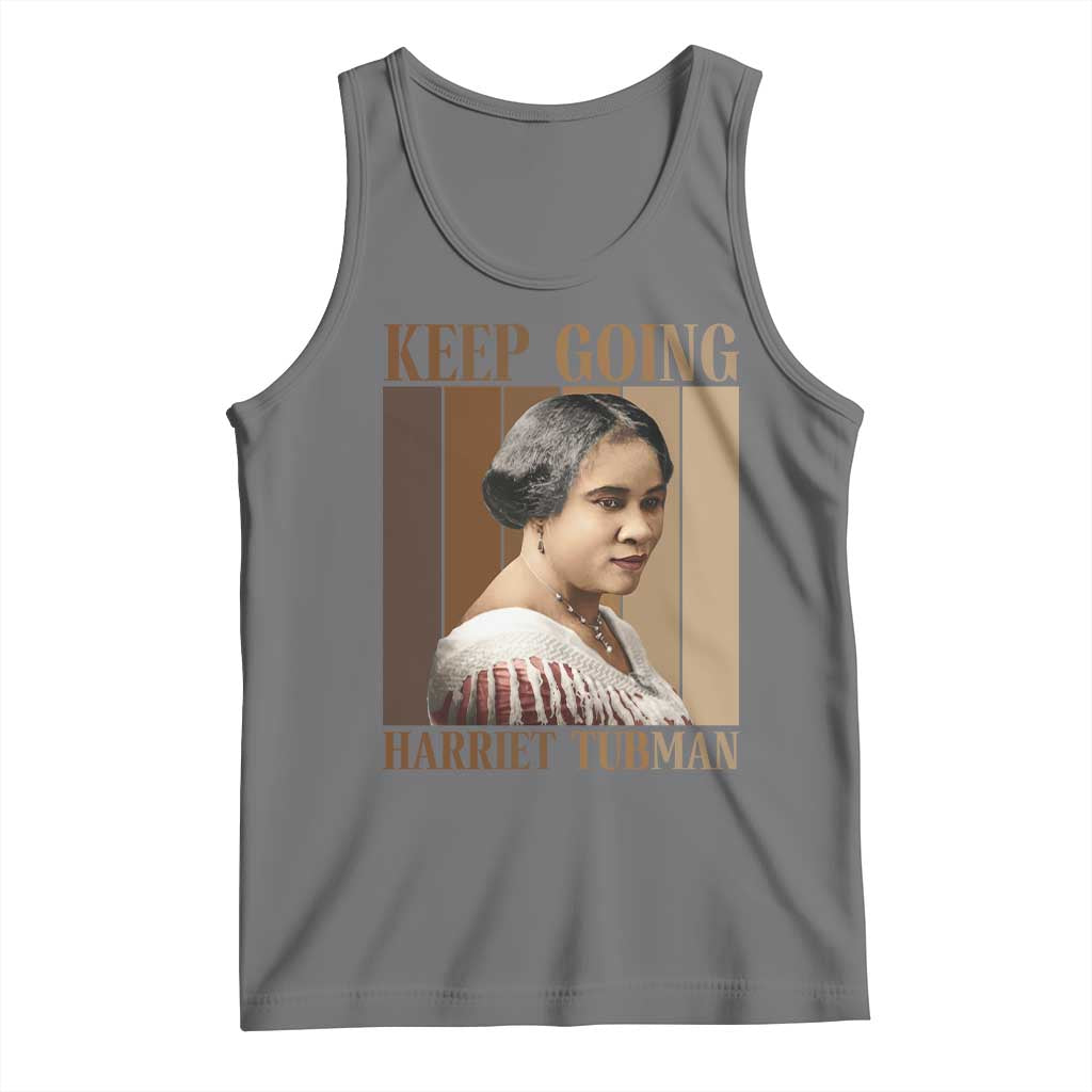 Madam CJ Walker Keep Going Retro Poster Tank Top Black History Month Gift TS12 Black Heather Print Your Wear