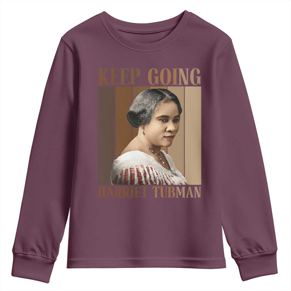 Madam CJ Walker Keep Going Retro Poster Youth Sweatshirt Black History Month Gift TS12 Maroon Print Your Wear