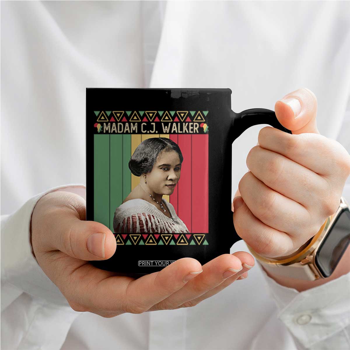 Madam CJ Walker Retro Sunset Coffee Mug Strong Black Woman Leader TS12 Print Your Wear