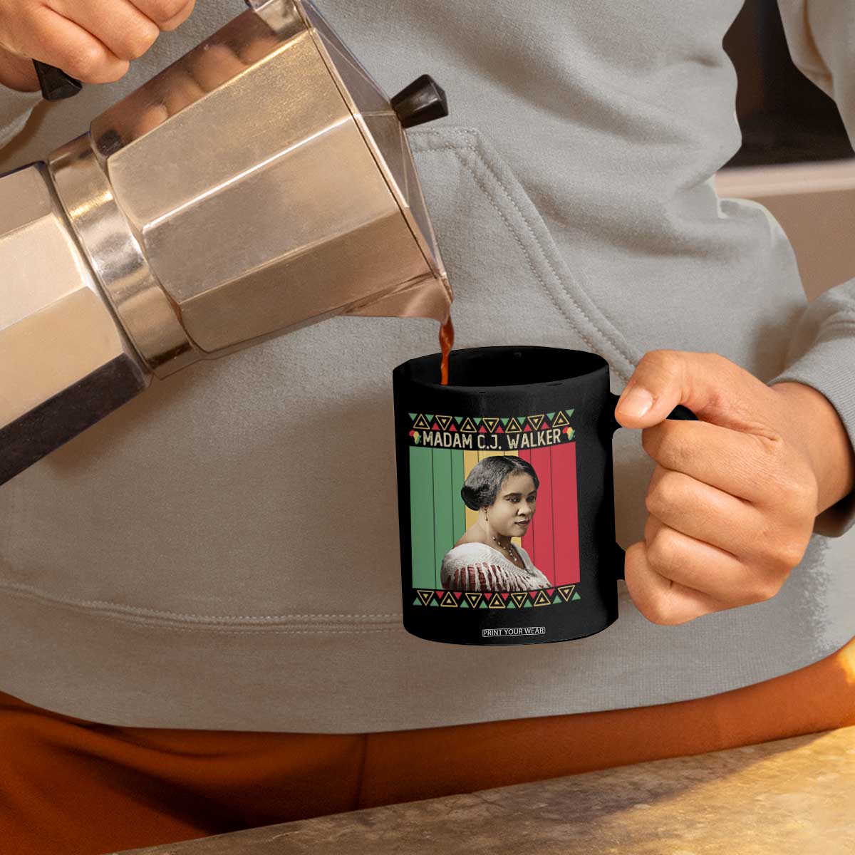 Madam CJ Walker Retro Sunset Coffee Mug Strong Black Woman Leader TS12 Print Your Wear