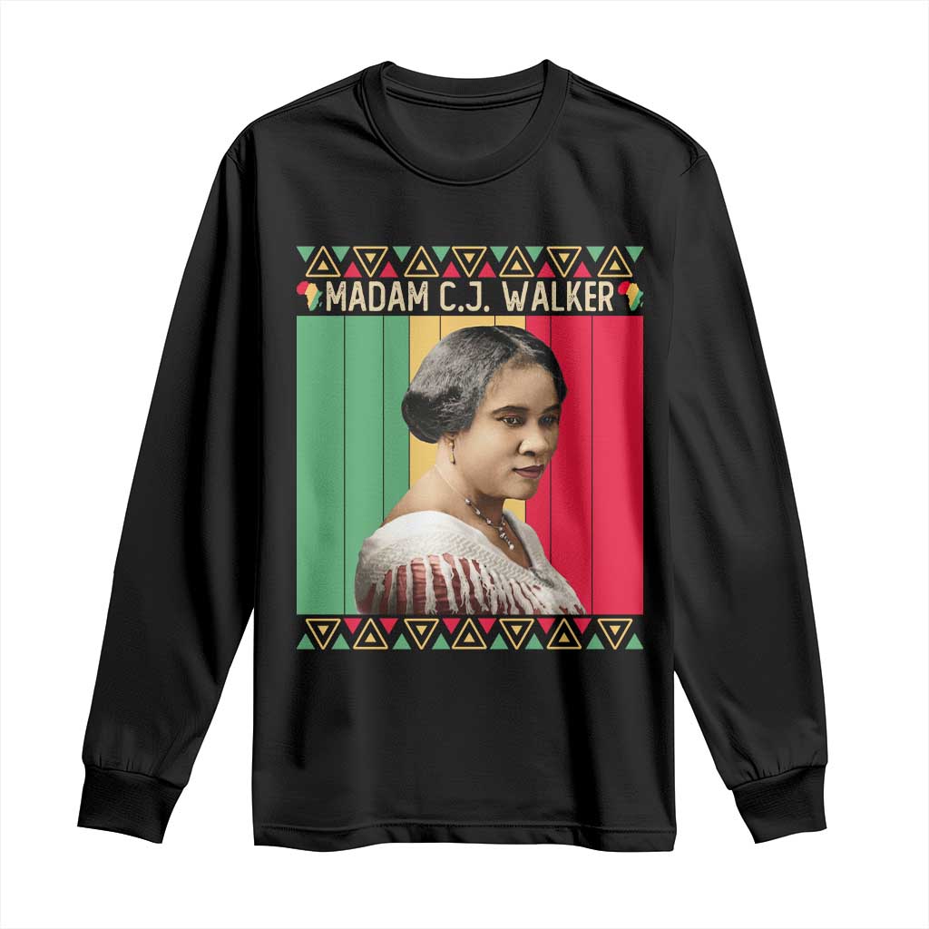 Madam CJ Walker Retro Sunset Long Sleeve Shirt Strong Black Woman Leader TS12 Black Print Your Wear
