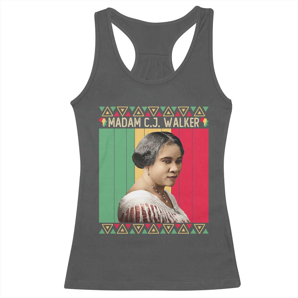 Madam CJ Walker Retro Sunset Racerback Tank Top Strong Black Woman Leader TS12 Dark Heather Print Your Wear