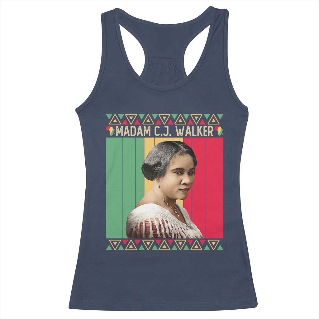 Madam CJ Walker Retro Sunset Racerback Tank Top Strong Black Woman Leader TS12 Navy Print Your Wear