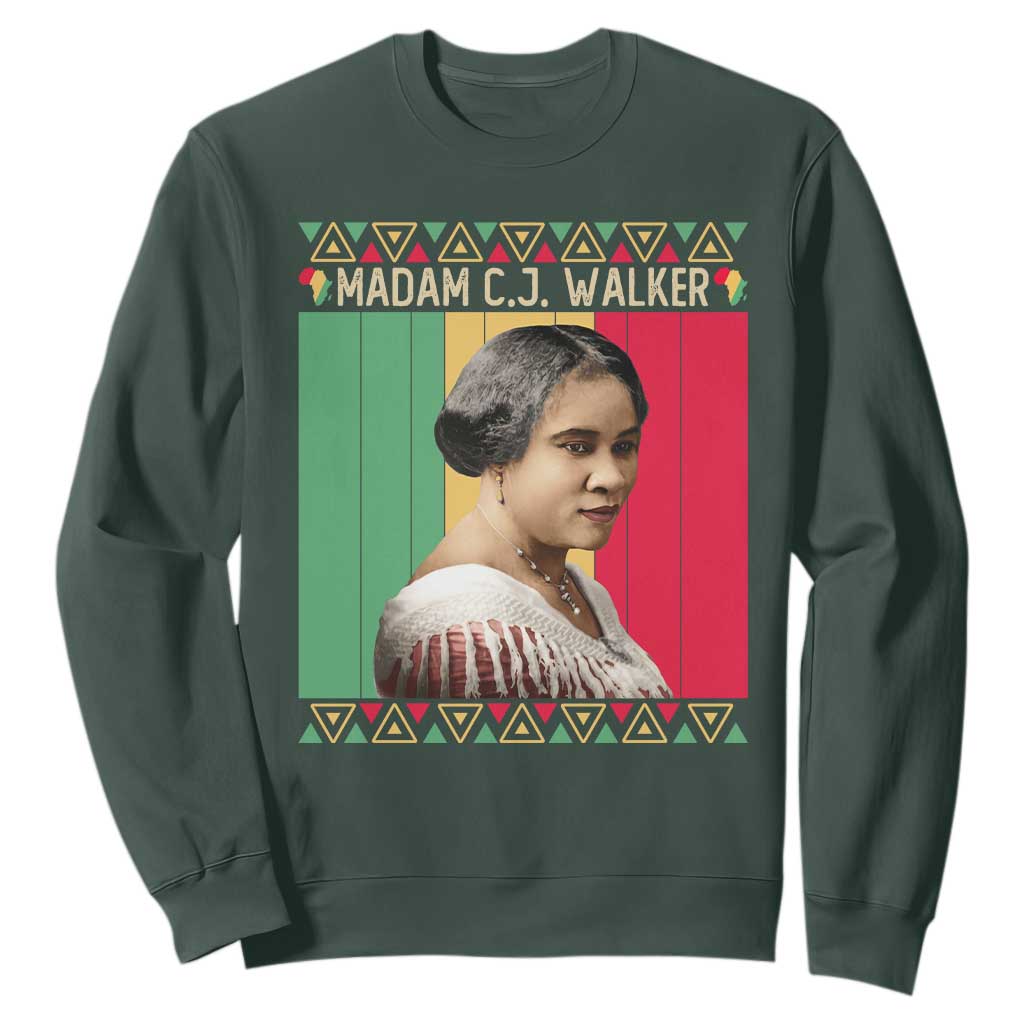 Madam CJ Walker Retro Sunset Sweatshirt Strong Black Woman Leader TS12 Dark Forest Green Print Your Wear