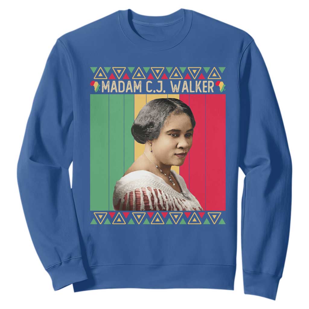 Madam CJ Walker Retro Sunset Sweatshirt Strong Black Woman Leader TS12 Royal Blue Print Your Wear