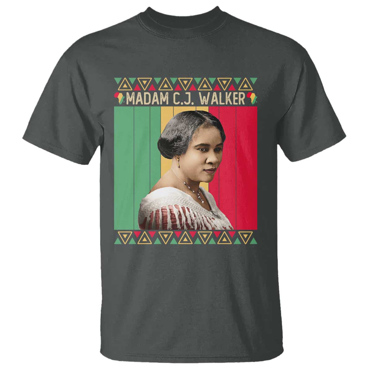 Madam CJ Walker Retro Sunset T Shirt Strong Black Woman Leader TS12 Dark Heather Print Your Wear