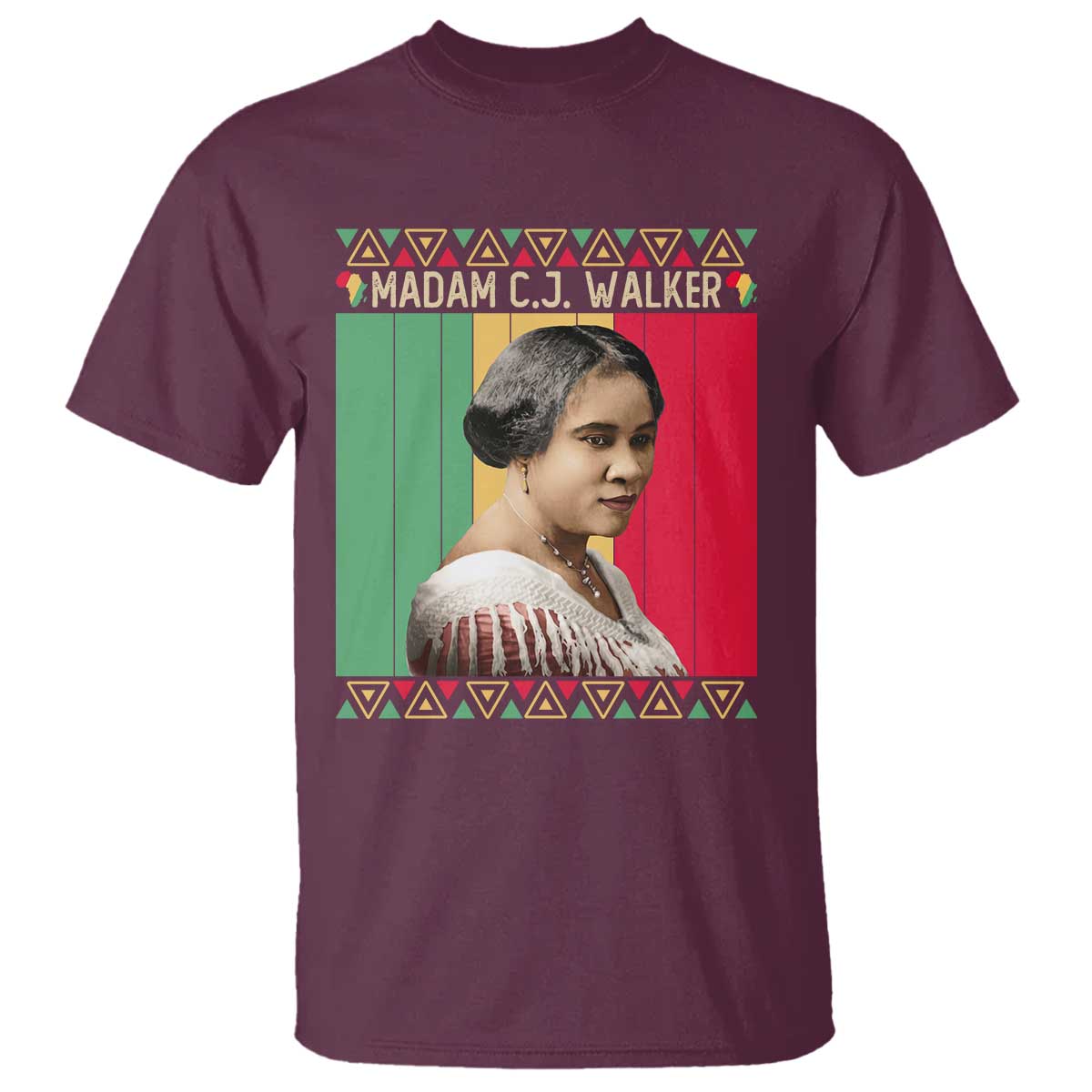 Madam CJ Walker Retro Sunset T Shirt Strong Black Woman Leader TS12 Maroon Print Your Wear
