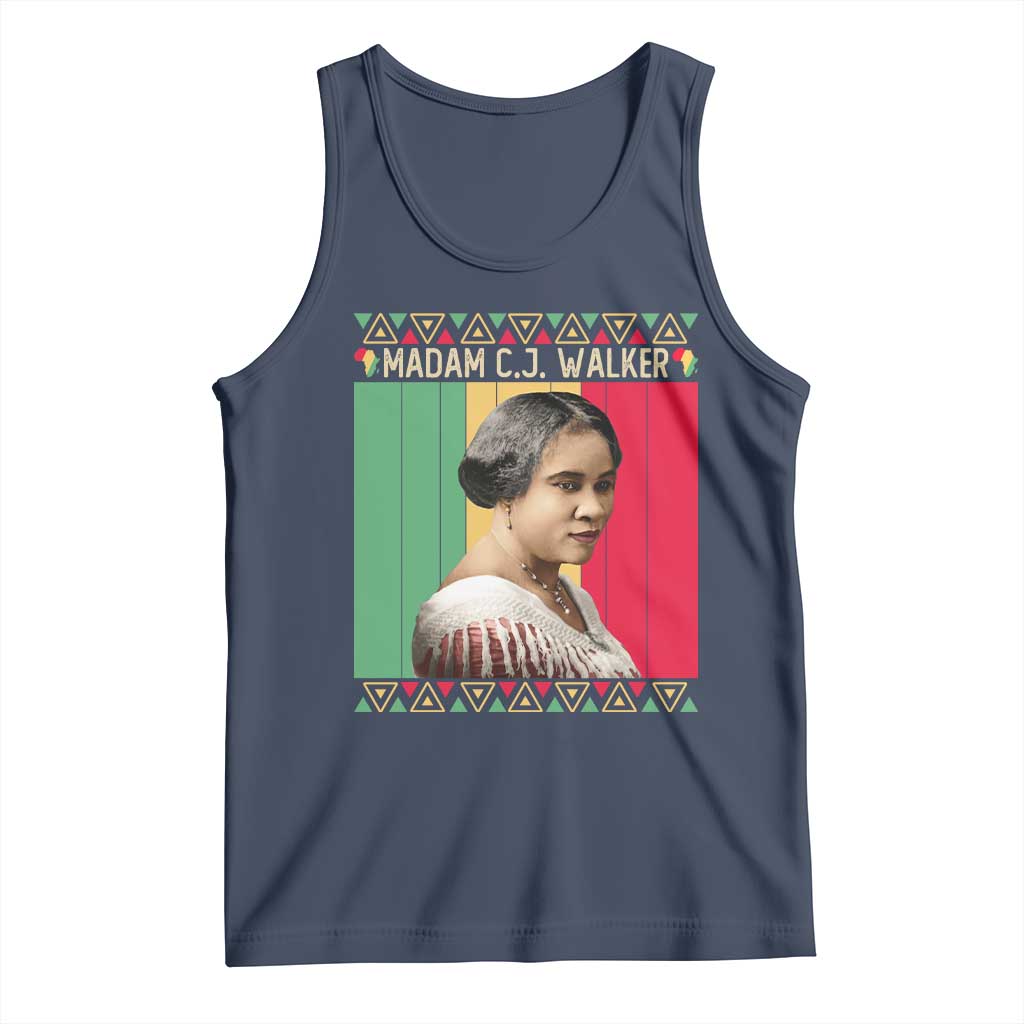 Madam CJ Walker Retro Sunset Tank Top Strong Black Woman Leader TS12 Navy Print Your Wear