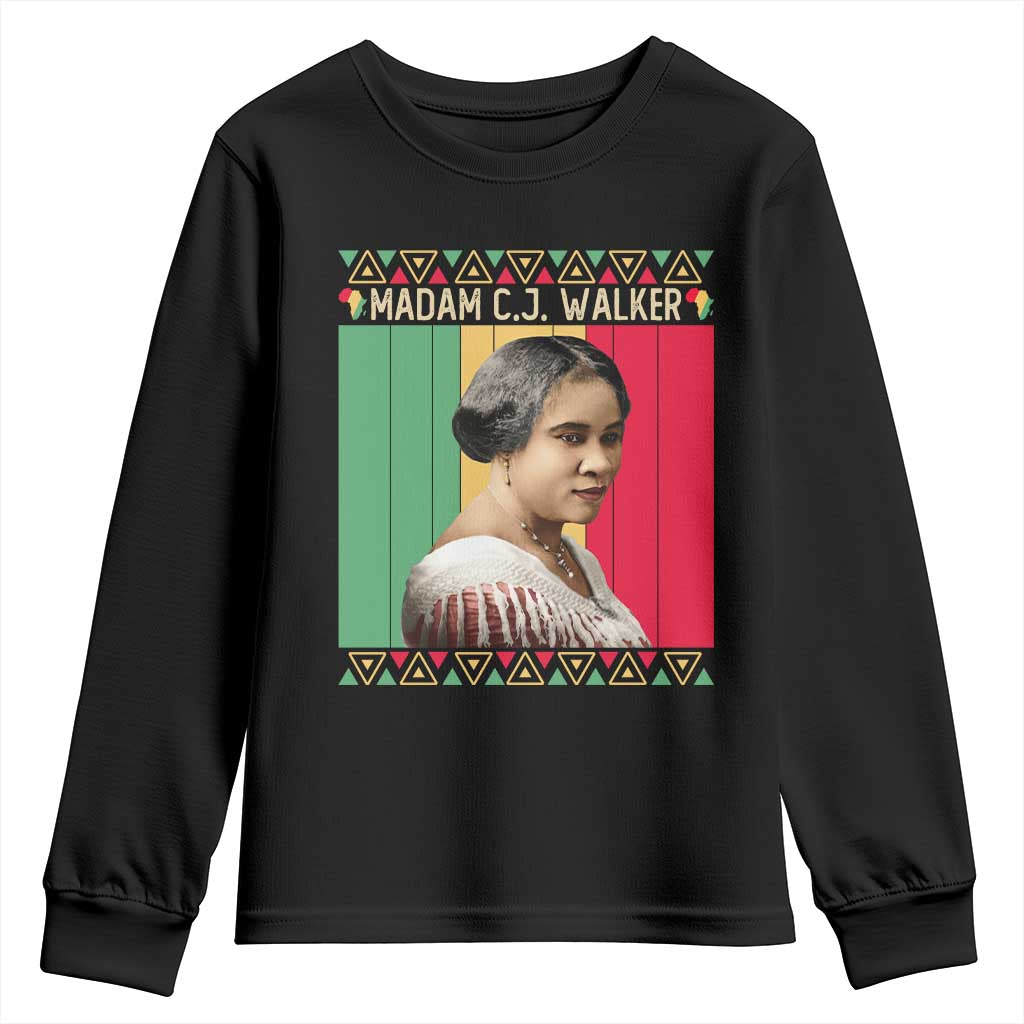 Madam CJ Walker Retro Sunset Youth Sweatshirt Strong Black Woman Leader TS12 Black Print Your Wear
