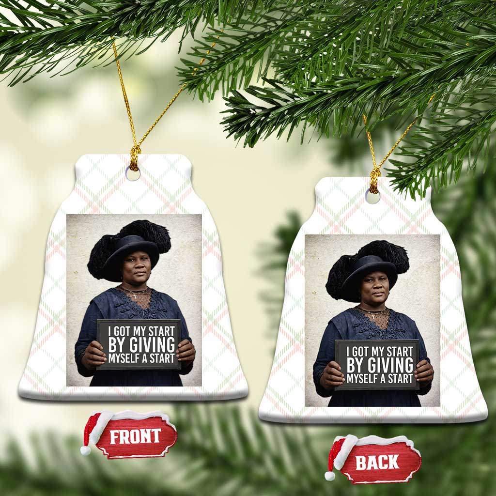 Madam CJ Walker Quote Ceramic Ornament I Got My Start By Giving Myself A Start TS12 Print Your Wear