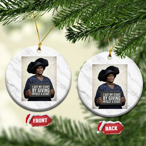 Madam CJ Walker Quote Ceramic Ornament I Got My Start By Giving Myself A Start TS12 1pc White Marble Print Your Wear