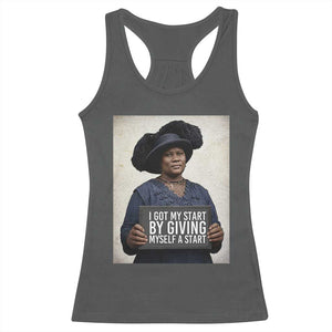 Madam CJ Walker Quote Racerback Tank Top I Got My Start By Giving Myself A Start TS12 Dark Heather Print Your Wear