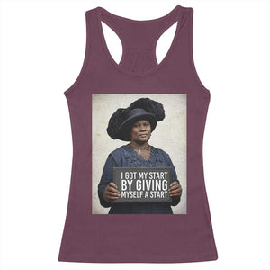 Madam CJ Walker Quote Racerback Tank Top I Got My Start By Giving Myself A Start TS12 Maroon Print Your Wear