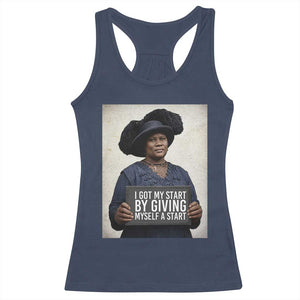 Madam CJ Walker Quote Racerback Tank Top I Got My Start By Giving Myself A Start TS12 Navy Print Your Wear