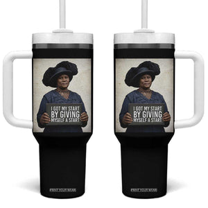 Madam CJ Walker Quote Tumbler With Handle I Got My Start By Giving Myself A Start TS12 One Size: 40 oz Black Print Your Wear