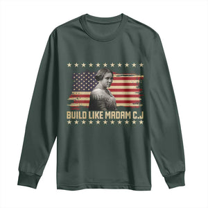 Build Like Madam CJ Walker Long Sleeve Shirt Black History Month Gift TS12 Dark Forest Green Print Your Wear