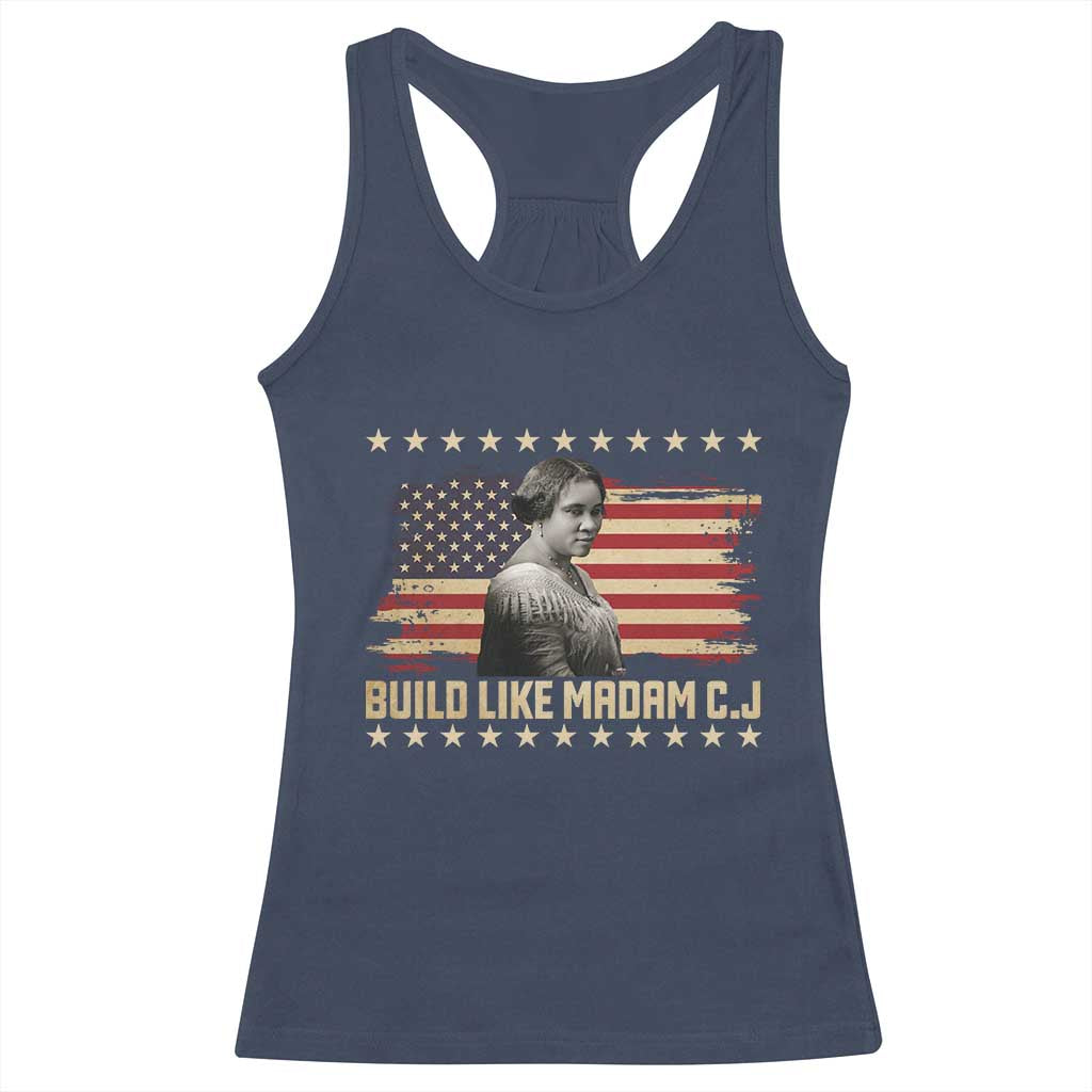Build Like Madam CJ Walker Racerback Tank Top Black History Month Gift TS12 Navy Print Your Wear