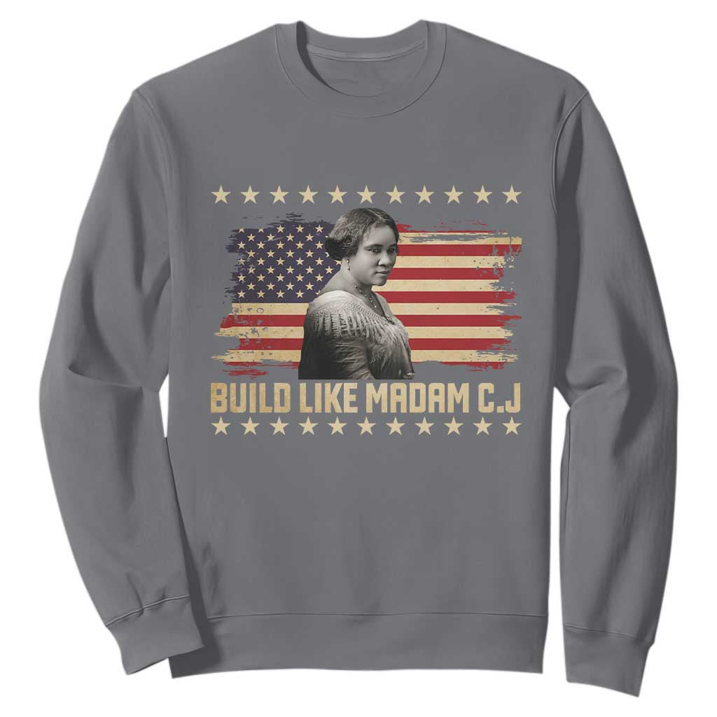 Build Like Madam CJ Walker Sweatshirt Black History Month Gift TS12 Charcoal Print Your Wear