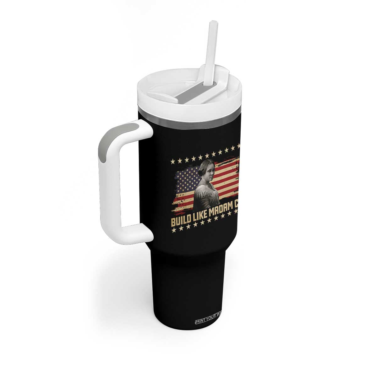 Build Like Madam CJ Walker Tumbler With Handle Black History Month Gift TS12 Print Your Wear