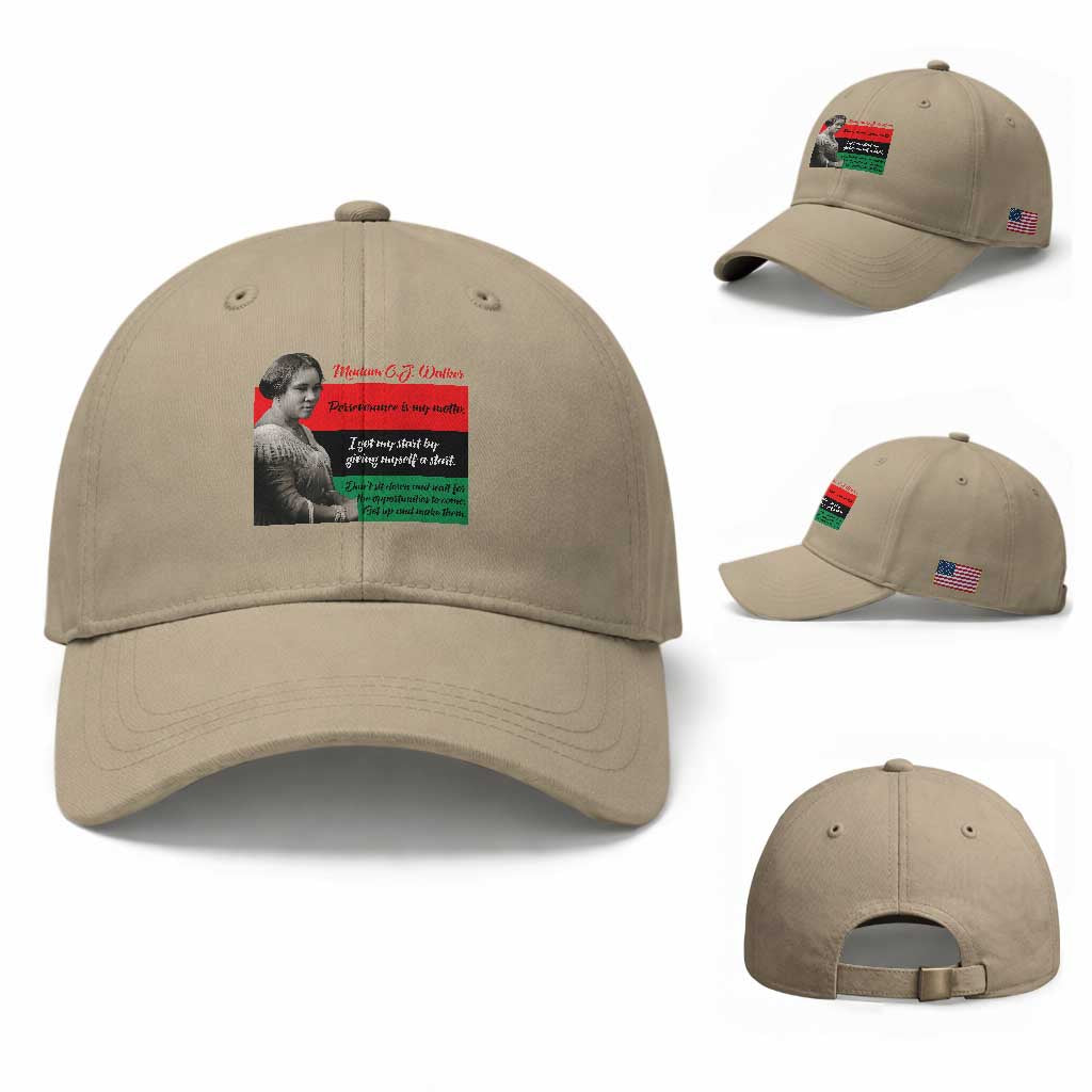 Madam CJ Walker Baseball Cap Women Empowerment Inspirational Quote TS12 Baseball Cap Universal Fit Khaki Print Your Wear