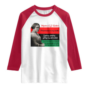 Madam CJ Walker Raglan Shirt Women Empowerment Inspirational Quote TS12 White Red Print Your Wear