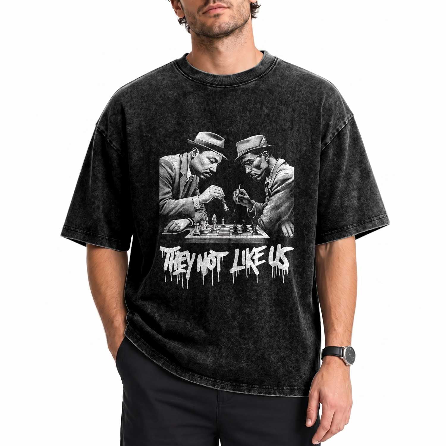 MLK And Malcolm X Washed Cotton T-Shirt They Not Like Us African American Heritage Gift
