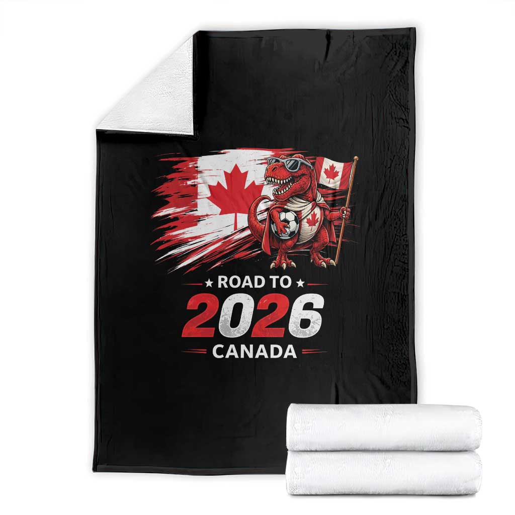 Funny Canada Soccer Dinosaur Throw Blanket Road To 2026 TS12 Black Print Your Wear