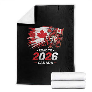 Funny Canada Soccer Dinosaur Throw Blanket Road To 2026 TS12 Black Print Your Wear