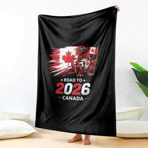 Funny Canada Soccer Dinosaur Throw Blanket Road To 2026 TS12 Print Your Wear