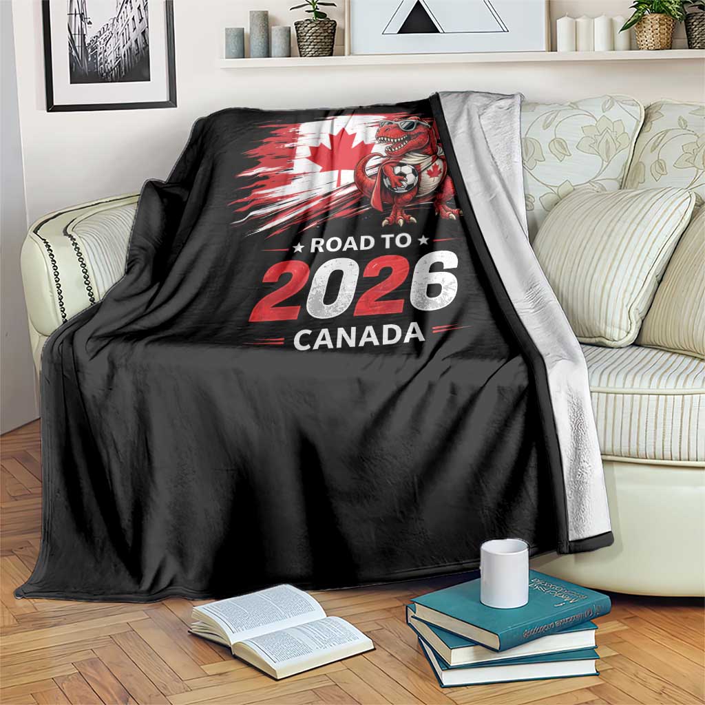 Funny Canada Soccer Dinosaur Throw Blanket Road To 2026 TS12 Print Your Wear