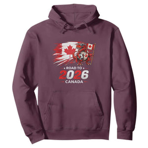 Funny Canada Soccer Dinosaur Hoodie Road To 2026 TS12 Maroon Print Your Wear
