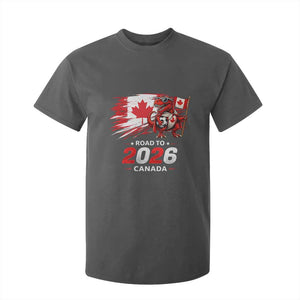 Funny Canada Soccer Dinosaur T Shirt For Kid Road To 2026 TS12 Dark Heather Print Your Wear