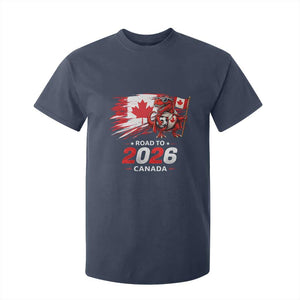 Funny Canada Soccer Dinosaur T Shirt For Kid Road To 2026 TS12 Navy Print Your Wear