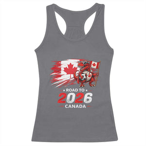 Funny Canada Soccer Dinosaur Racerback Tank Top Road To 2026 TS12 Charcoal Print Your Wear