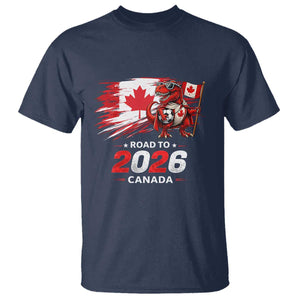 Funny Canada Soccer Dinosaur T Shirt Road To 2026 TS12 Navy Print Your Wear