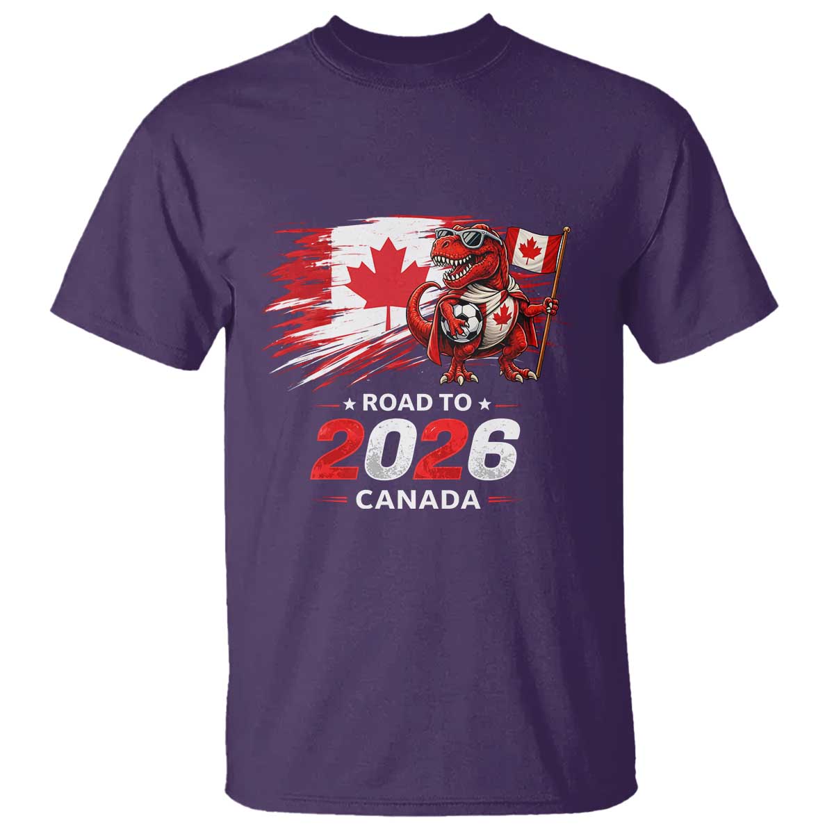 Funny Canada Soccer Dinosaur T Shirt Road To 2026 TS12 Purple Print Your Wear