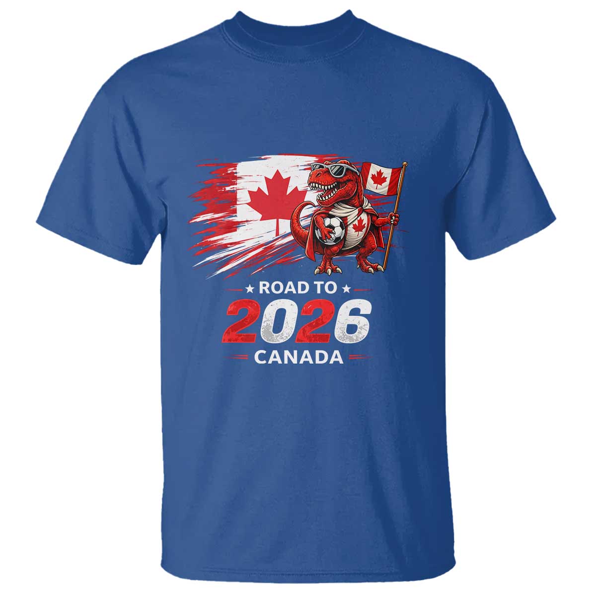 Funny Canada Soccer Dinosaur T Shirt Road To 2026 TS12 Royal Blue Print Your Wear
