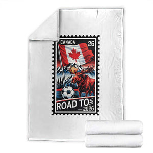 Canada Soccer Moose Throw Blanket Vintage Postal Stamp Road To 2026 TS12 White Print Your Wear