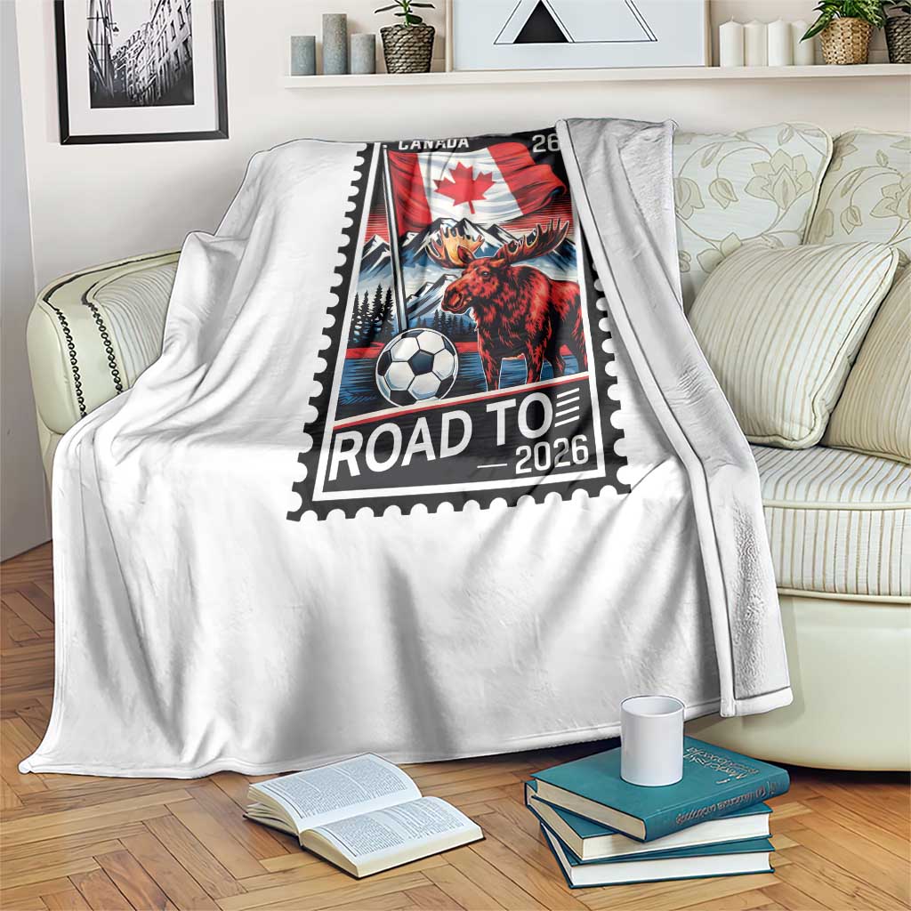 Canada Soccer Moose Throw Blanket Vintage Postal Stamp Road To 2026 TS12 Print Your Wear