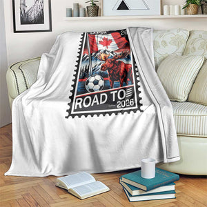 Canada Soccer Moose Throw Blanket Vintage Postal Stamp Road To 2026 TS12 Print Your Wear