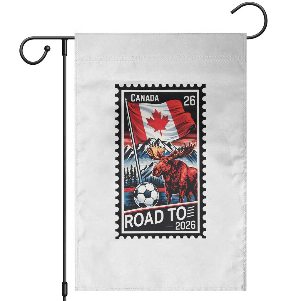 Canada Soccer Moose Garden Flag Vintage Postal Stamp Road To 2026 TS12 White Print Your Wear