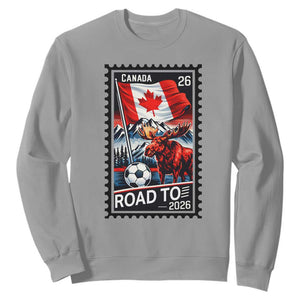 Canada Soccer Moose Sweatshirt Vintage Postal Stamp Road To 2026 TS12 Sport Gray Print Your Wear