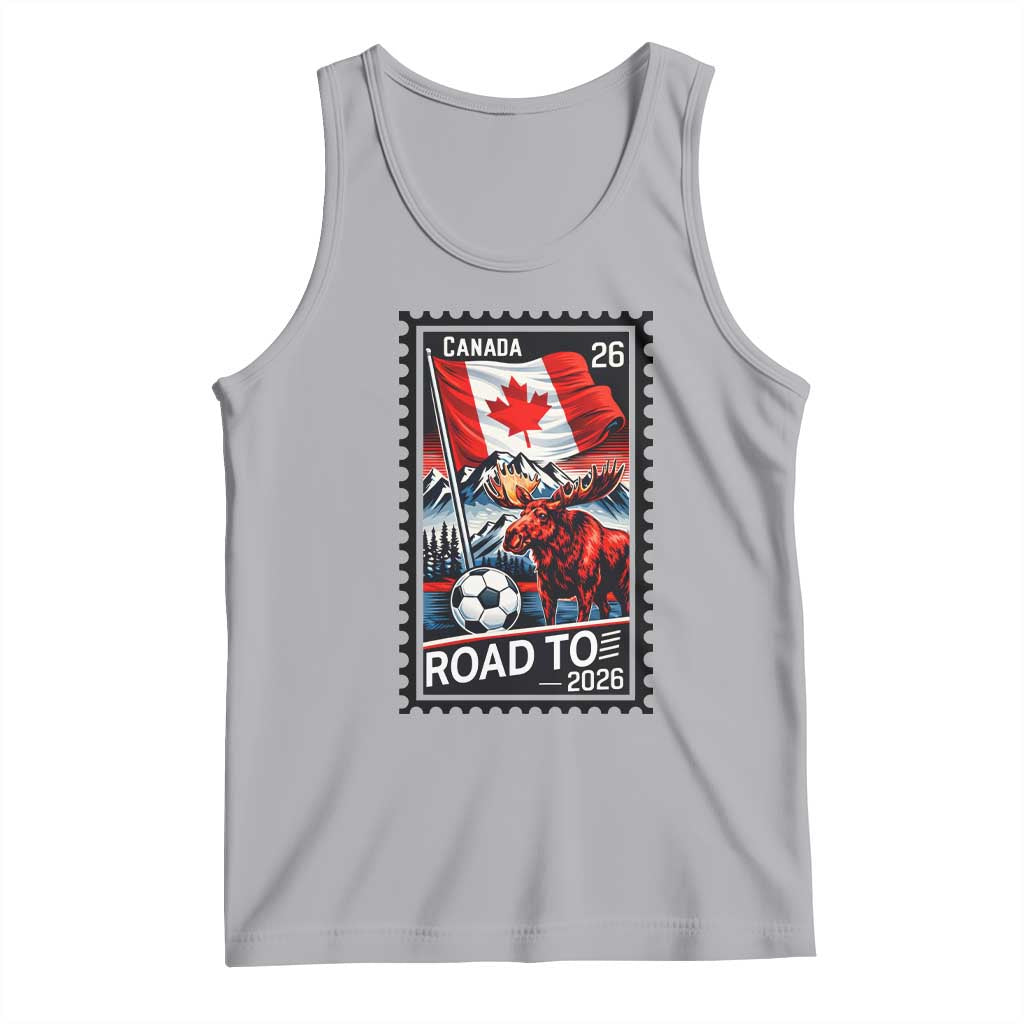 Canada Soccer Moose Tank Top Vintage Postal Stamp Road To 2026 TS12 Athletic Heather Print Your Wear