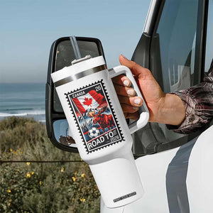 Canada Soccer Moose Tumbler With Handle Vintage Postal Stamp Road To 2026 TS12 Print Your Wear